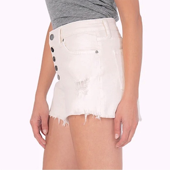 Kut from the Kloth Women's Jane High Rise White Shorts with Fray Hem Size 16 NWT - Picture 3 of 11